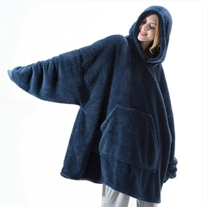 Comfortable Loose Double-Sided Fleece Thicker Wearable Blanket