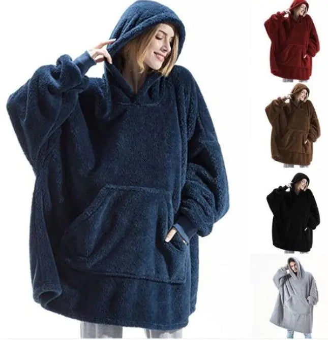 Comfortable Loose Double-Sided Fleece Thicker Wearable Blanket