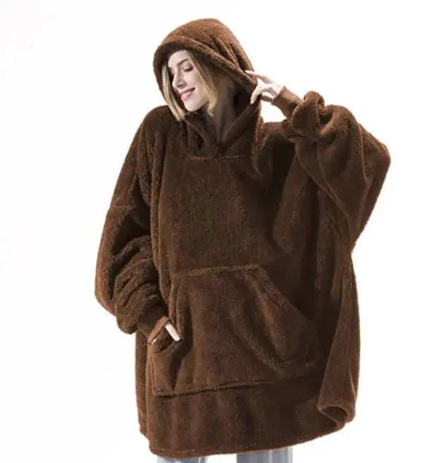 Comfortable Loose Double-Sided Fleece Thicker Wearable Blanket