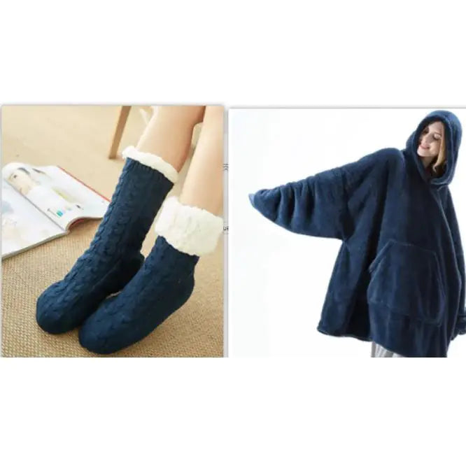 Comfortable Loose Double-Sided Fleece Thicker Wearable Blanket