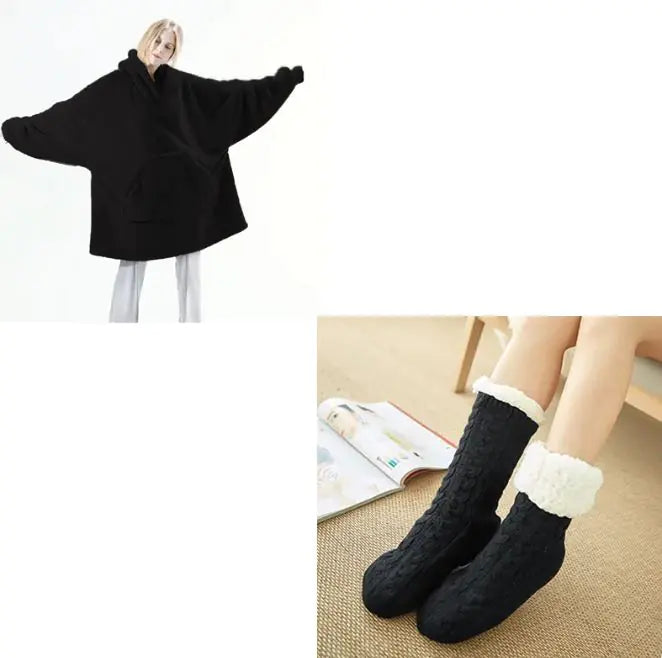 Comfortable Loose Double-Sided Fleece Thicker Wearable Blanket