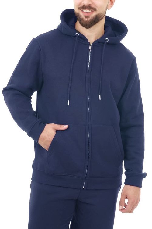 BASIC MENS ZIPPER HOODIE NAVY S